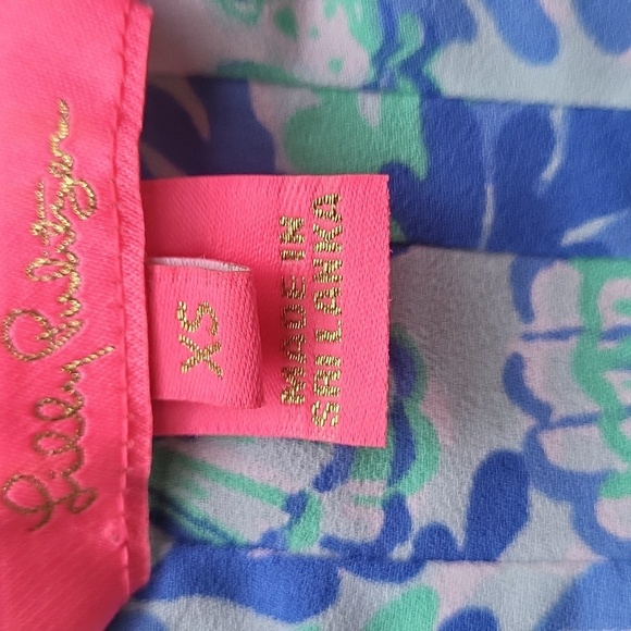 Lilly Pulitzer Marilina Blue and Green Women's Top XS - Picture 2 of 4